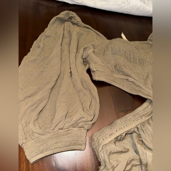 Free People Cross My Heart Cutout Maxi Dress taupe balloon sleeve side cut outs - Picture 14 of 14